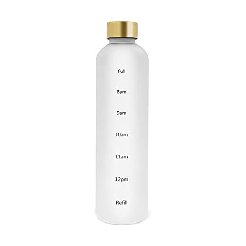 Loozykit Water Bottle with Lid Frosted Water Cup with Scale 1 Litre Leak-Proof Space Cup Gradient Water Cup Anti-Fall Large Drinks Bottle for Men Women School Office(white) Cover