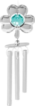 Chrome Plated Shamrock Wind Chime w/Green Mascot Element Crystal