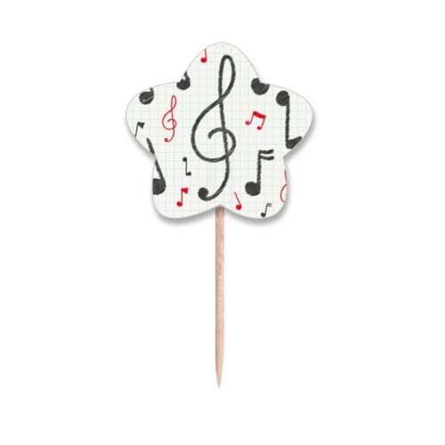 Cure-dents drapeaux notes de musique avec motifs colorés étoiles pour décoration