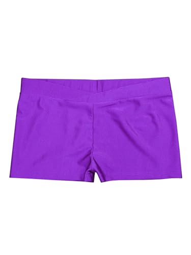Oyolan Enfant Fille Justaucorps Gymnastique Strass avec Short Danse Gym Patinage Costume Spectacle Entraînement 5-16 Ans D Violet 15-16 ans – vue 5