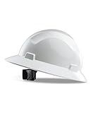 LANON White Full Brim Hard Hat, OSHA Construction Work Approved, HDPE Safety Helmet with 4 Point...