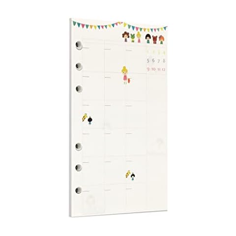 Zelten 40 Sheets 80 Pages Colorful Loose Leaf Punched Paper Refills Paper for 6 Hole Binder Personal Organizer Diary Notebook Refillable Planner (A6, Little Girl Monthly Planner) Cover