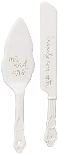 Mud Pie Ceramic Cake Wedding Serving Bowl Set, One size, White