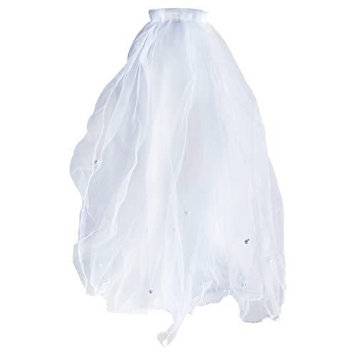 First Communion Veils for Girls 15.7" Baby Toddler Baptism Holy Communion White Kids Veils Wedding Flower Girl Veil with Comb2