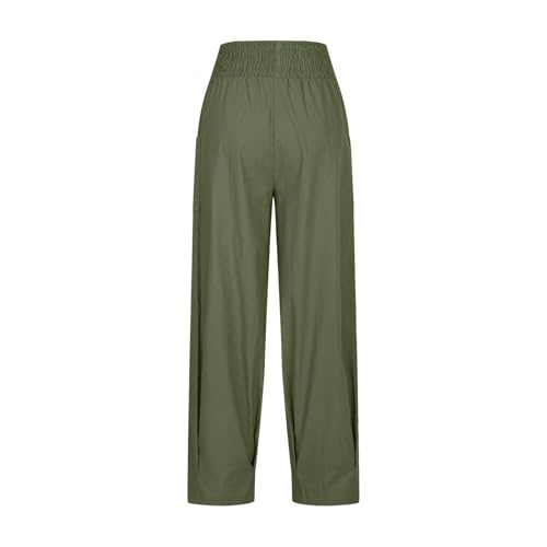 Linen Harem Pants Women with Pockets Boho Summer Casual Loose High Waist Cargo Lounge Beach Travel Vacation Outfits4