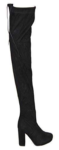 Celebmodelook NJ02 Neuf pour Femmes Talon Haut Bloc Cuisse au Dessus du Genou Extensible Talon Moyen Bottes Cover