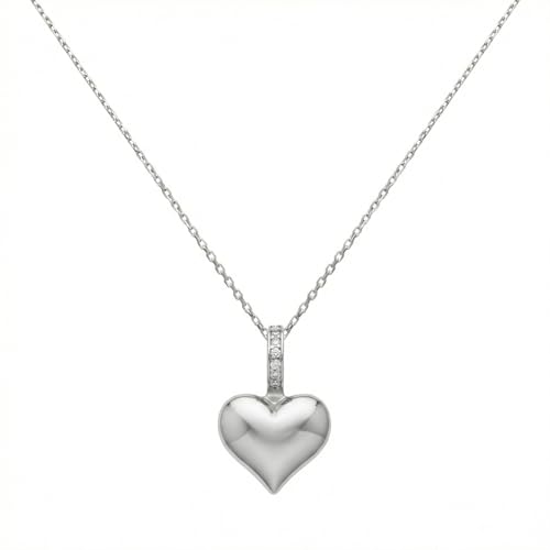 PURNEBU Urn Necklaces for Ashes, Heart Pendant with Diamond Stones – 14K Solid Gold Heart Necklace Cremation Jewelry – Handmade Memorial Necklace (14K White Gold, Diamond, 20.0, Inches, Type 3)