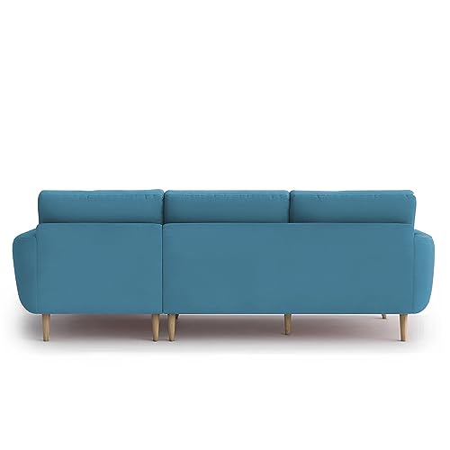 Image of BRAXTON Lindel RHS 4 Seater L Shape Sofa Set for Living Room (Turquise) Premium Velvet Fabric Sofa