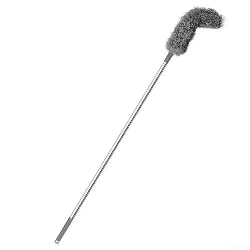 Besttoolifes Nettoyeur de gouttière télescopique avec manche extensible de 2,5 m pour nettoyer les gouttières du sol, brosse d'angle réglable pour enlever les feuilles et les débris (gris)