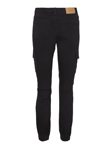 VERO MODA Damen Jeans Hose Stretch Denim Jogger Pants Cargo Stoffhose VMIVY, Farben:Schwarz, Größe:M / 30L, Beinlänge:L30