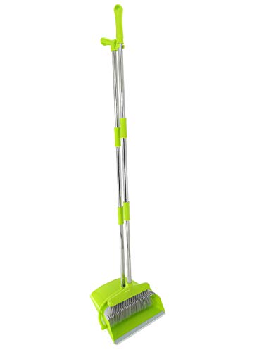 Xifando Extendable Long Handle Broom And Dustpan Set, Stainless Lightweight Upright Standing Broom And Dustpan Combo For Kitchen Lobby Office Living Room Household Indoor Or Outside (Green) #TOP2