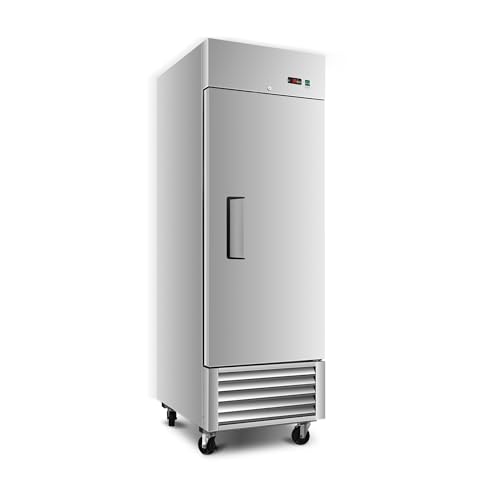 Image of 27 inchW Commercial Refrigerator,23 Cu. ft Commercial Refrigerator with 1 Stainless Steel Solid Door,ETL Upright Freeze Storage w / 3 Adjustable Shelves,LED Light,Auto Defrost,for Bar,Shop,Silver