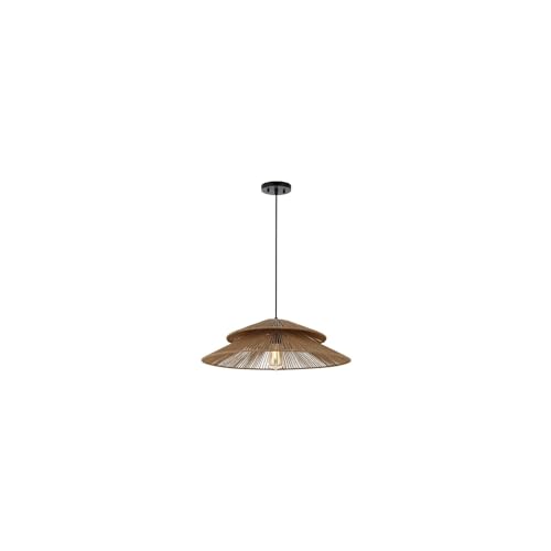 SAFAVIEH Lighting Collection Bruina Natural/Black Adjustable Pendant Hanging Light Fixture,