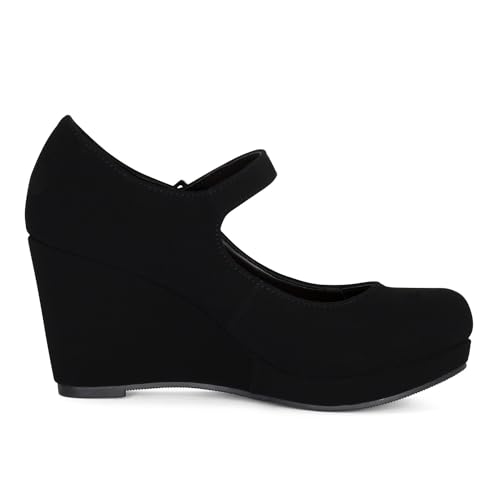 Chariot & Co: Nova - Womens Mary Jane Platform Wedge Pumps Comfort Cushion Ankle Strap Office Party Dress Shoes3