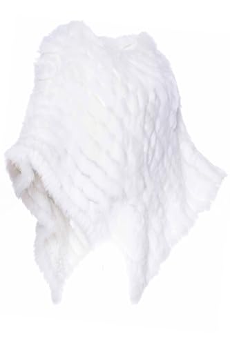 HEIZZI Knitted Genuine Rabbit Fur Poncho Elegant Bridal Shawl Fur Cape for Weddings, Bridesmaids, and Evening Wear