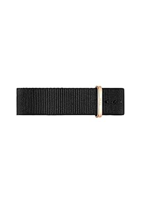 Daniel Wellington Classic Cornwall Cinturino Unisex Adulto, 18mm, in NATO, Nero/Oro Rosato