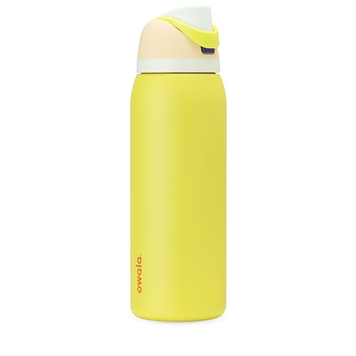 Image of Owala FreeSip Insulated Stainless Steel Water Bottle with Straw, BPA-Free Sports Water Bottle, Great for Travel, 40 Oz, Lemon Limeade