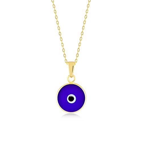 Gelin Diamond 14k Solid Gold Evil Eye Necklace | 14k Yellow Gold Evil Eye Pendants for Women | Protection Necklace Fine Jewelry with 18 inch Solid Gold Chain