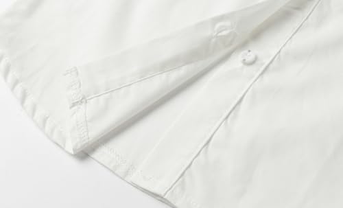 Image of LittleSpring Girls White Button Down Uniform Shirts Long Sleeve Ruffle Blouse