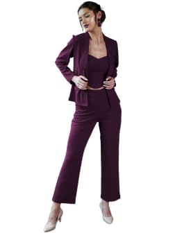 Women’s Top & Pant with Jacket Set | Stylish 3 Piece Formal Co-Ord Set for Women | Professional Office Wear | Business Casual Outfit-image-40