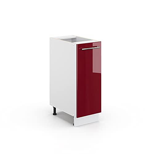 Vicco Meuble de Cuisine Fame-Line, Rouge Bordeaux Haute Brillance, 30cm sans PT, à Combiner avec d'autres modules de la série Fame-Line