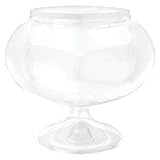 Amscan 410010 Round Pedestal Plastic Jar, Short, Clear