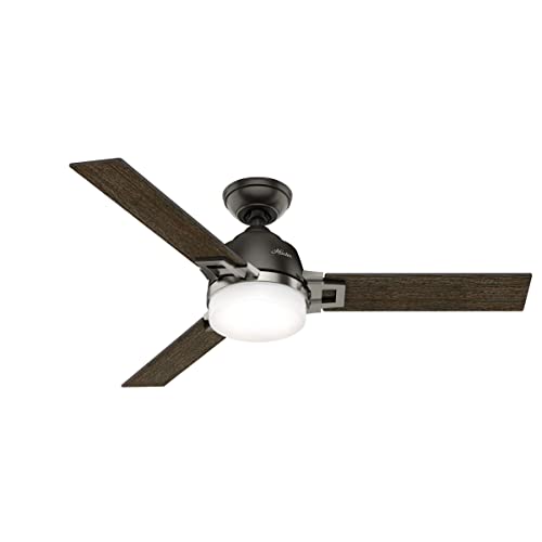 Hunter Fan Company 59219 Hunter Leoni Indoor Ceiling Fan with LED Light and Remote Control,Noble Bronze/Brushed Nickel, Small