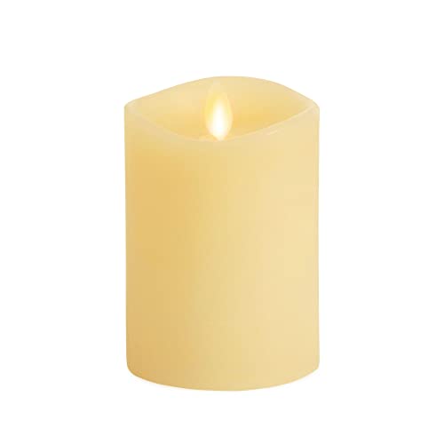 Image of Luminara Realistic Artificial Moving Flame Pillar Candle - Moving Flame LED Battery Operated Lights - Unscented - Remote Ready - Remote Sold Separately - Ivory - 3 inch x 4.5 inch
