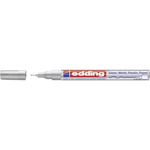 edding 780 gloss paint marker - silver - 1 paint marker - extra-fine round nib 0.8 mm - paint pen for glass, pebbles, wood, plastic, paper - waterproof, high coverage