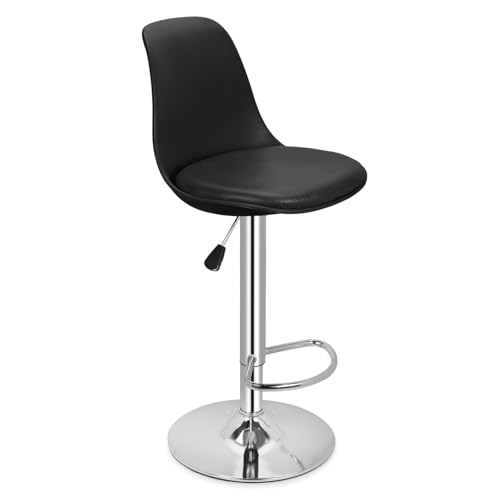 Image of DPI Modern Height Adjustable and 360 Degree Revolving Bar Stool | Kitchen Chair Suitable for Kitchen Cafeteria Dining Office Shops | (1, Blk)