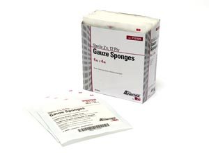 PRO ADVANTAGE GAUZE SPONGES - ESTERIL - Gasa Esponja, 2s, 10.16 cm x 10.16 cm, 12 capas, Estéril, 25 por bandeja miniatura 1