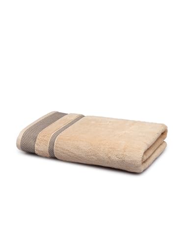 Image of Spaces Hygro Cotton Bath Towel Dries You Quicker Blooms Softer When Washed Dries You Quicker 600 GSM Light Yellow Cotton Towels for Bath