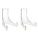 FOMIYES Soporte de Placa de Cerámica Acrílico Transparente Mediano 9x9x11,5 Cm 2 Piezas para Exhibición y Organización en Cocina, Oficina y Té