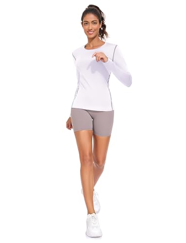 WANAYOU 2-3 Pack Women's Compression Shirt Long Sleeve Dry Fit Workout Tops Breathable Undershirt Running Athletic Base Layer4