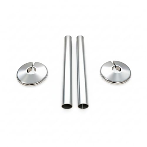 Radiator Pipe Sleeves and Collars for 15mm Pipework - Polished Chrome Effect (Pack of 2 Sleeves and 2 Collars)