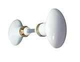 Porcelaine 1001 POIGNEES Bouton double OVALE de porte intérieure 250168 porcelaine blanc sur laiton poli