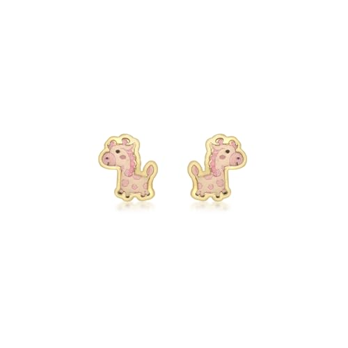 Boucles d'oreilles puces girafe or jaune 9 carats bijou tendance femmes