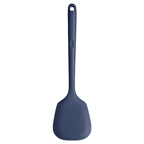 U-Taste 315℃ Heat Resistant Silicone Solid Turner, Non Stick Flexible Kitchen Spatula Flipper, BPA Free Seamless Rubber Cooking Utensil for Frying, Flipping Eggs, Fish, Pancake (Midnight Blue)