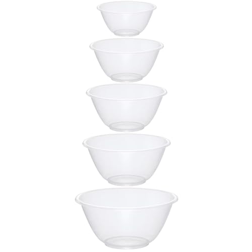 eMKay® Set of 5 Clear Plastic Mixing Bowls (15cm, 18cm, 20cm, 25cm, 30cm) BPA-Free, Lightweight, and Safe for Microwave & Dishwasher | Multi-Use Nesting Bowl Set for Baking, Salads, and Outdoor Gatherings