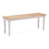 Boraam Farmhouse Bench, White/Natural 14 x 48 x 18