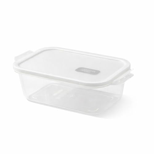 Image of Set of 3 Meal Prep Food Storage Containers 1200ml Each | Airtight Leakproof Stackable BPA Free Plastic Fridge & Freezer Organizer Boxes for Kitchen Storage White
