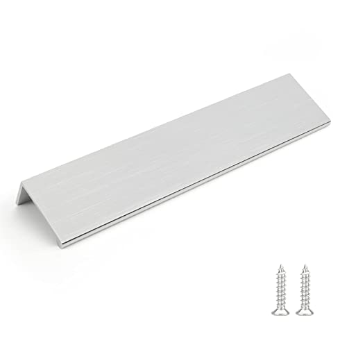 Image of Rergy 30 Pack 6-1 /4 inch Cabinet Pulls Brushed Nickel Finger Pulls for Cabinets | Aluminum Alloy Silvery Edge Pulls Modern Cabinet Handles for Kitchen, Cupboard, Drawers, Dressers, Screws Included