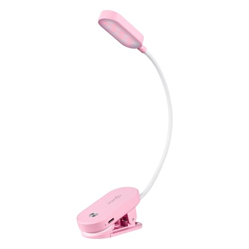 VAVOFO Rechargeable Book Light, 14 LEDs Eye Care Clip On Amber Reading Light for Bookworms Reading in Bed with 9 Colors 9 Brightness (Pink)