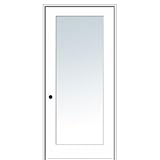National Door Company ZZ09296R Primed MDF 1 Lite Clear Glass, Right Hand Prehung Interior Door, 30' x 80'