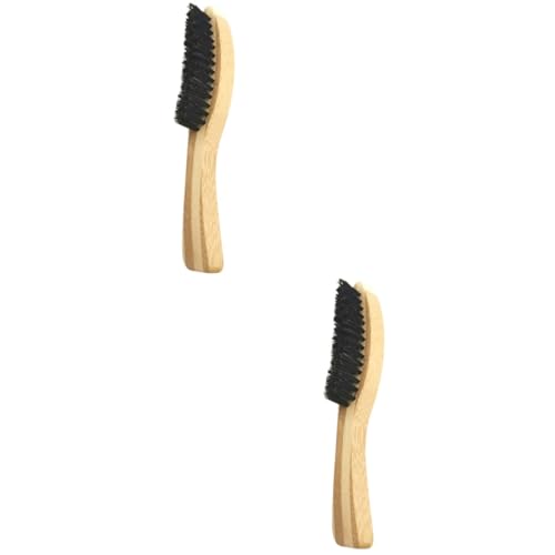 NULYLU 2pcs Long Handle Wooden Beard Brush Beard Care Accessory Solid Wood Brush Practical for Home Barber Shop Salon