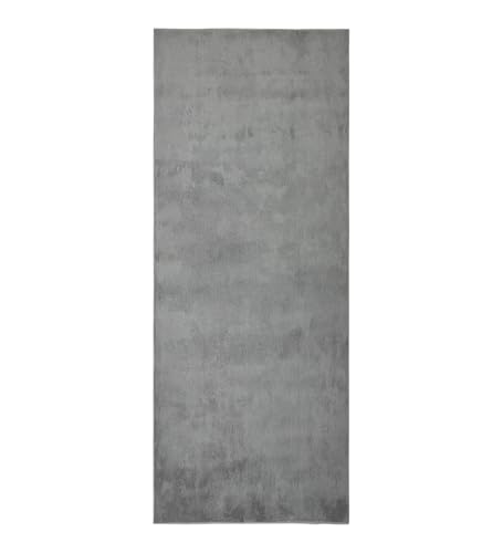 Image of Obsessions Polyester Bedside Runner with Solid Pattern Felt Backing, Ideal for Bedroom & Living Room 60x150cm, Grey