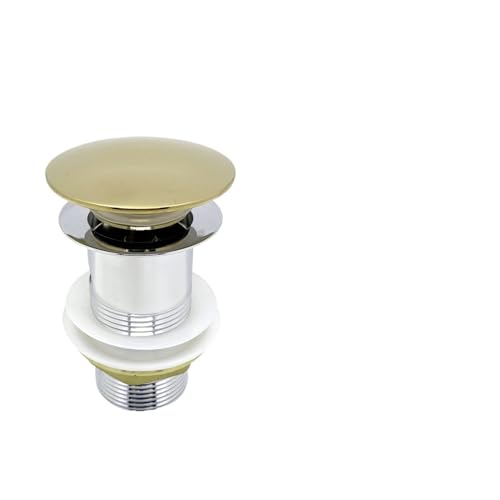 Desagüe Emergente para Lavabo Tapón de Drenaje for Lavabo baño, tapón emergente Empuje hacia Abajo, Oro Pulido, Negro Mate, Blanco, Oro Rosa, Tipo desodorización(Gold-Chrome No Hole)