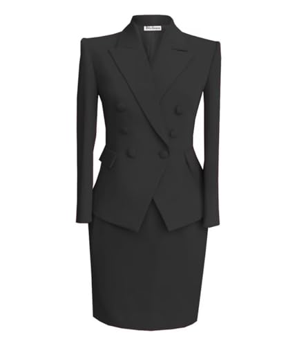 Women's Skirt Suit 2 Piece Slim Fit Business Suit Set Long Sleeve Lady Blazer Set Jacket Skirt