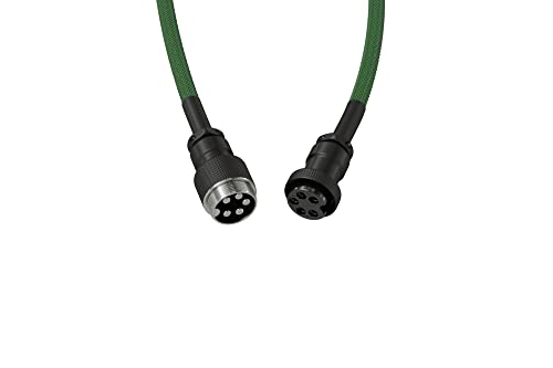 Image of GLORIOUS Coiled Keyboard Cable - Coiled USB C Cable Artisan Braided Cables for Mechanical Gaming Keyboard Coiled Cable - Custom Keyboard Cable (Forest Green)
