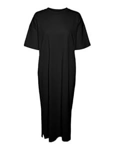 VERO Moda Curve Damen Vmcmolly Ss Oversize Calf Dress Noos Cur, Schwarz, 46-48